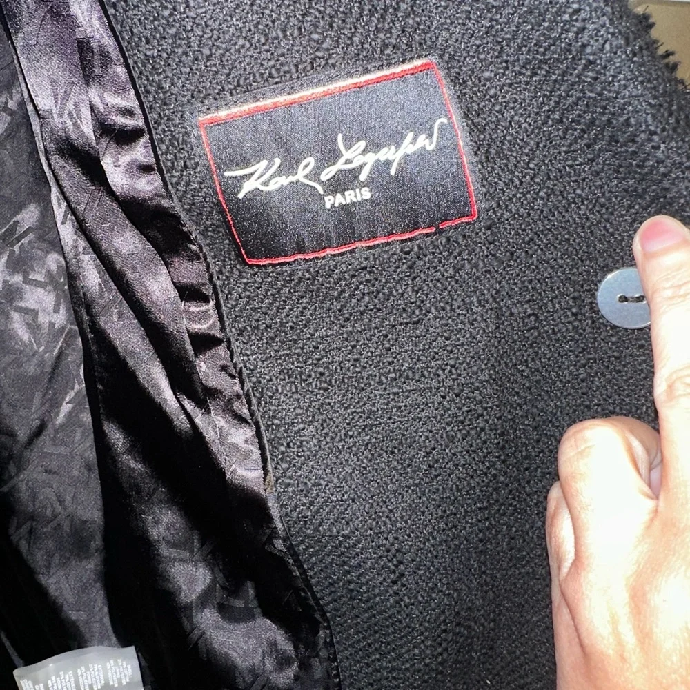 EUC Karl Lagerfeld Textured Black Jacket - Picture 8 of 11